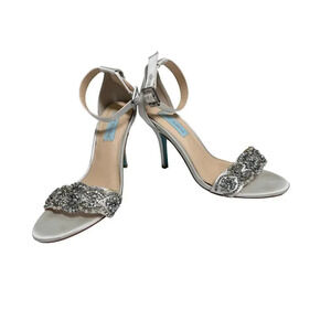 Blue by Betsey Johnson Gina Women's Silver Wedding Collection Heeled Sandal 7.5
